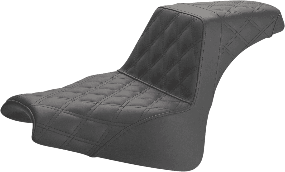 SADDLEMEN 0802-0997 Step-Up Seat - Full Lattice Stitch - Black