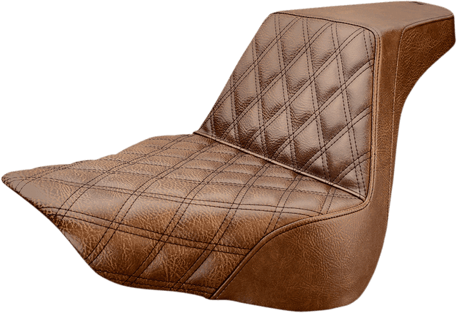SADDLEMEN 0802-1011 Step-Up Seat - Front Lattice Stitch - Brown - FL/FX '18-'24