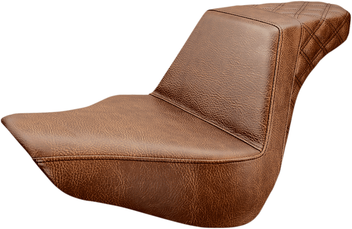 SADDLEMEN 0802-1013 Step-Up Seat - Rear Lattice Stitch - Brown - FL/FX '18-'24