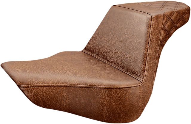 SADDLEMEN 0802-1013 Step-Up Seat - Rear Lattice Stitch - Brown - FL/FX '18-'24