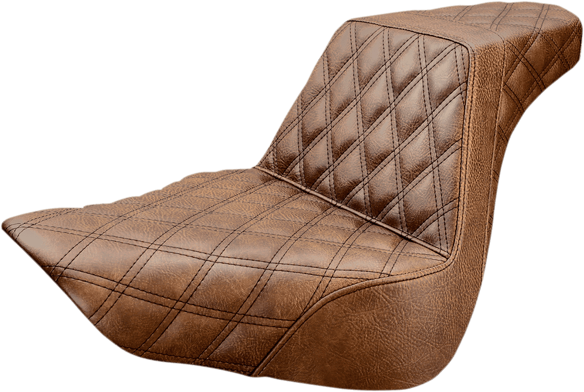SADDLEMEN 0802-1016 Step-Up Seat - Full Lattice Stitch - Brown - FL/FX '18-'24