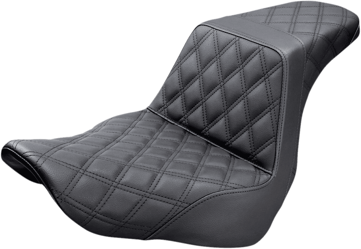 SADDLEMEN 0802-1040 Step-Up Seat - Full Lattice Stitch - Black