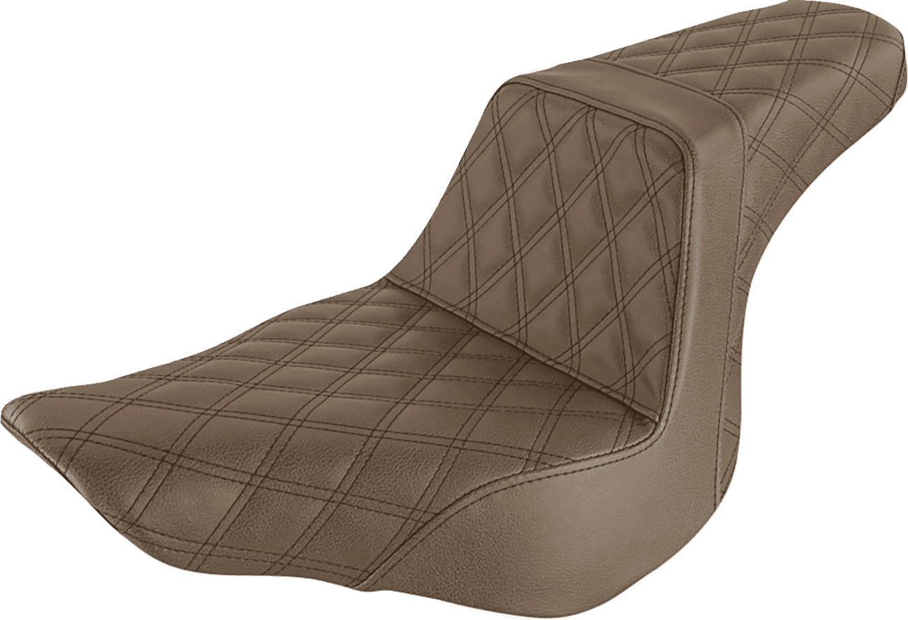 SADDLEMEN 0802-1041 Step-Up Seat - Full Lattice Stitch - Brown