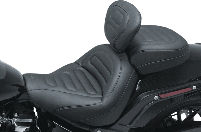 MUSTANG 0802-1059 Max Profile Solo Touring Seat - with Driver Backrest - Black - Trapezoid Stitch - FXFB/FXFBS