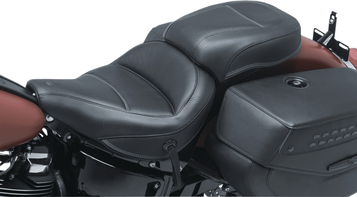 MUSTANG 0802-1061 Max Profile Solo Touring Seat - without Driver Backrest - Black - Original - FLHC/FLDE