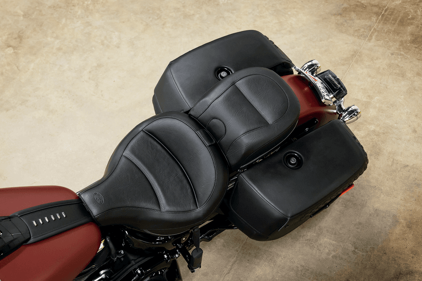 MUSTANG 0802-1063 Max Profile Solo Touring Seat - with Driver Backrest - Black - Original - FLHC/FLDE — image 2 of 7