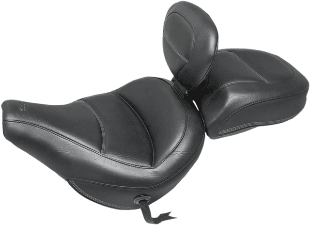MUSTANG 0802-1063 Max Profile Solo Touring Seat - with Driver Backrest - Black - Original - FLHC/FLDE — image 1 of 7