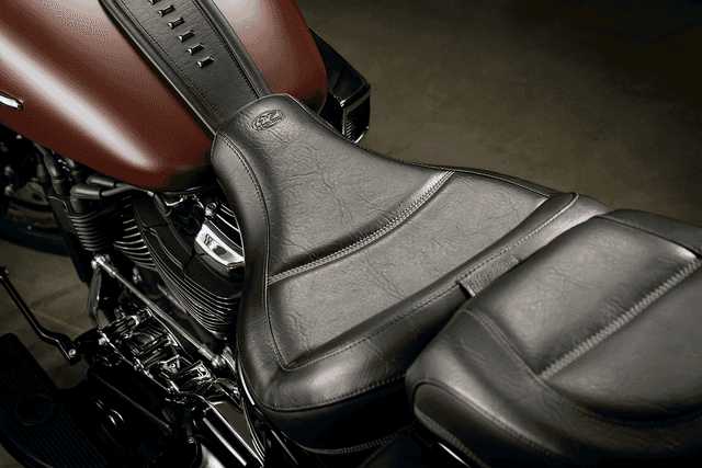 MUSTANG 0802-1063 Max Profile Solo Touring Seat - with Driver Backrest - Black - Original - FLHC/FLDE — image 4 of 7