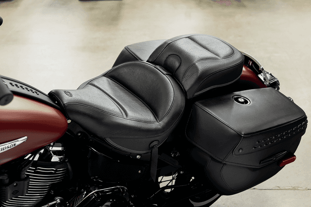 MUSTANG 0802-1063 Max Profile Solo Touring Seat - with Driver Backrest - Black - Original - FLHC/FLDE — image 6 of 7