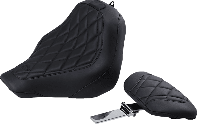 MUSTANG 0802-1200 Wide Tripper™ Seat - with Driver's Backrest - Diamond Stitching