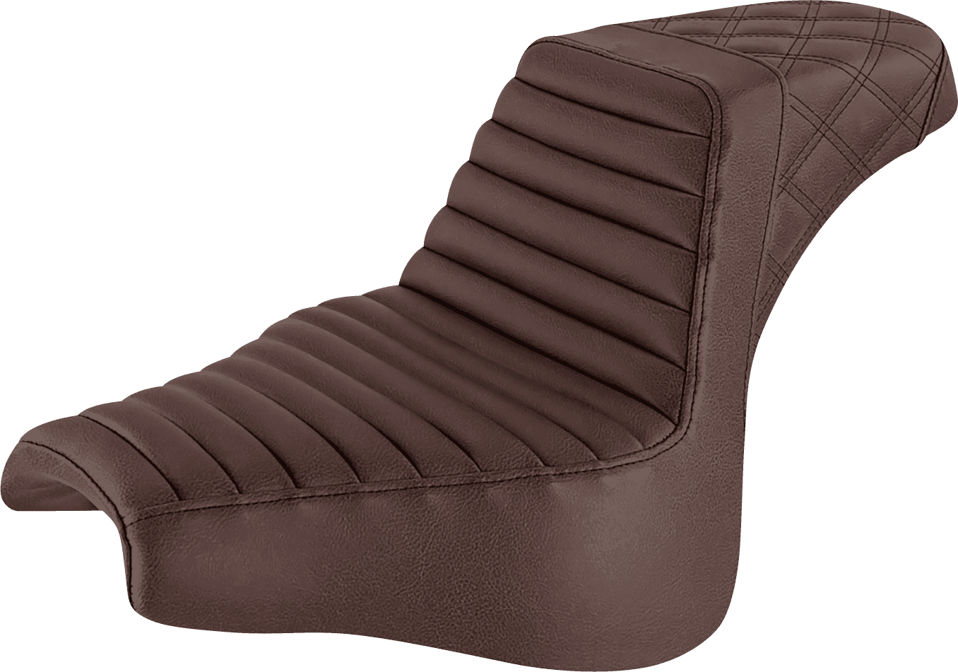 SADDLEMEN 0802-1372 Step-Up Seat - Front Tuck-n-Roll/Rear Lattice Stitch - Brown - FXFB/S '18-'23