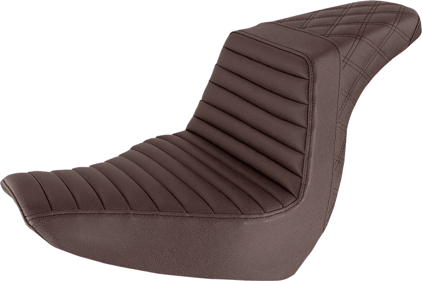 SADDLEMEN 0802-1374 Step-Up Seat - Front Tuck-n-Roll/Rear Lattice Stitch - Brown