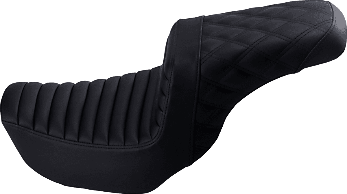 SADDLEMEN 0802-1381 Step-Up Seat - Front Tuck-n-Roll/Rear Lattice Stitch - Black