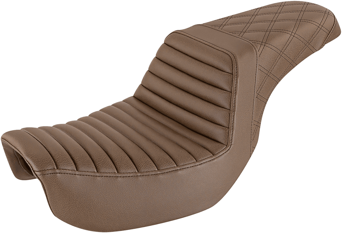 SADDLEMEN 0802-1382 Step-Up Seat - Front Tuck-n-Roll/Rear Lattice Stitch - Brown