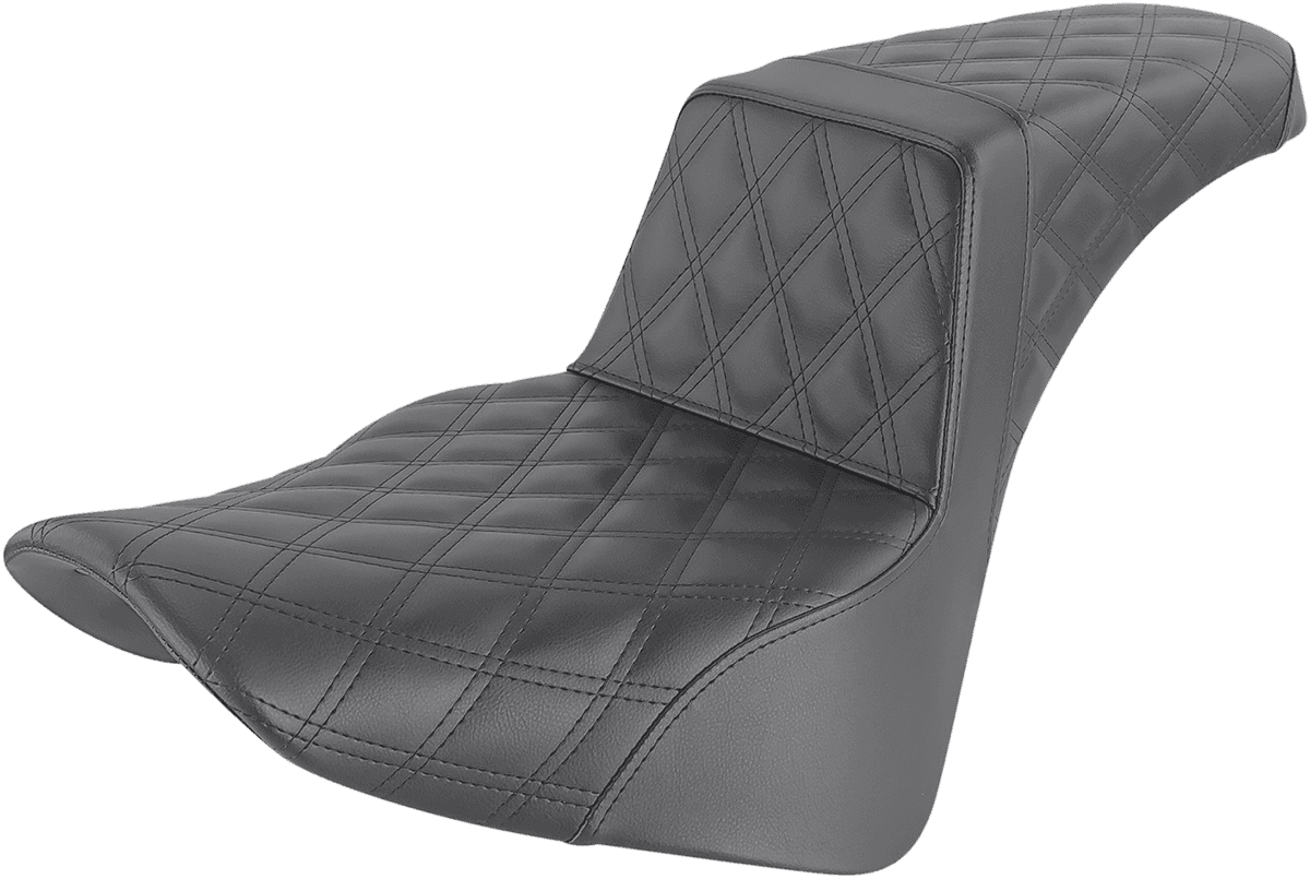 SADDLEMEN 0802-1404 Step-Up Seat - Full Lattice Stitch - Black