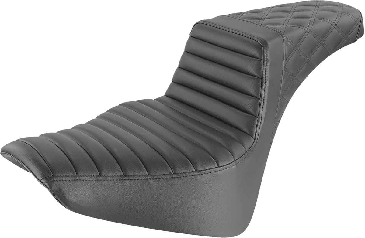 SADDLEMEN 0802-1406 Step-Up Seat - Front Tuck-n-Roll/Rear Lattice Stitch - Black