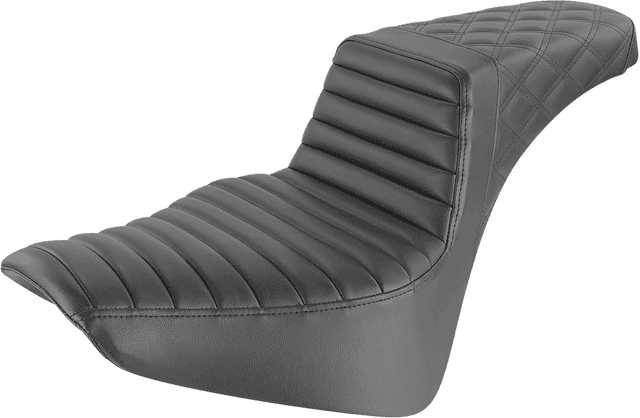 SADDLEMEN 0802-1406 Step-Up Seat - Front Tuck-n-Roll/Rear Lattice Stitch - Black