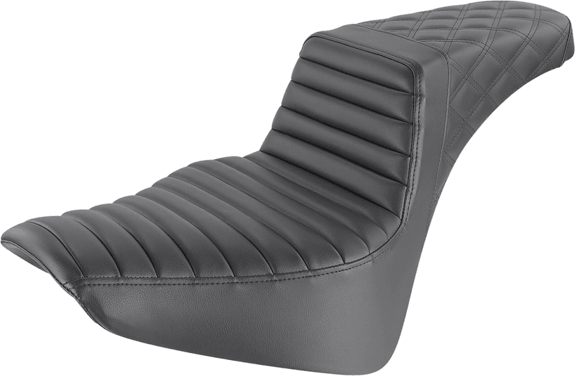 SADDLEMEN 0802-1406 Step-Up Seat - Front Tuck-n-Roll/Rear Lattice Stitch - Black