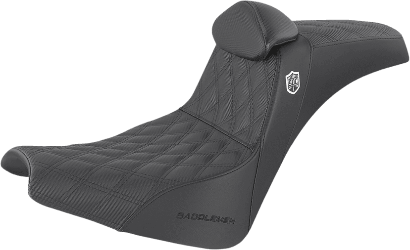 SADDLEMEN 0802-1434 Pro Series SDC Performance Seat - w/ Backrest - Lattice Stitch/Lumbar Gripper - FX/FL '18-'24