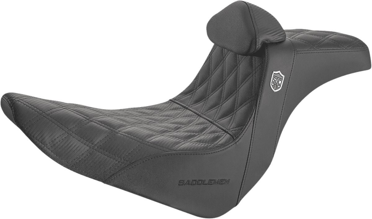 SADDLEMEN 0802-1435 Pro Series SDC Performance Seat - w/ Backrest - Lattice Stitch/Lumbar Gripper - FL/FX '18-'24