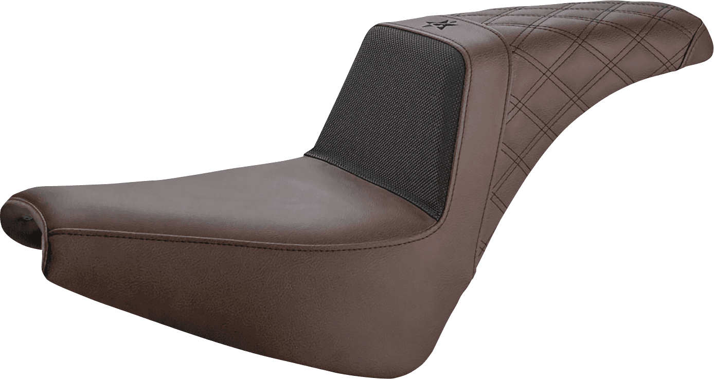 SADDLEMEN 0802-1444 Unknown Industries Seat - Front Carbon Fiber/Black Gripper Lumbar/Rear Lattice Stitch - FX '18-'23