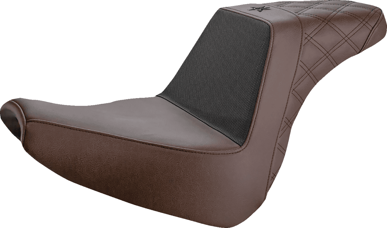 SADDLEMEN 0802-1445 Unknown Industries Seat - Front Carbon Fiber/Black Gripper Lumbar/Rear Lattice Stitch - FXBR '18-'20