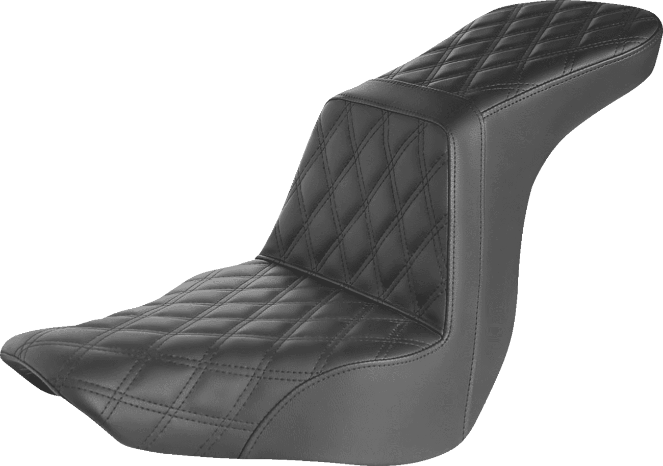 SADDLEMEN 0802-1463 Step-Up Seat - Full Lattice Stitch - Black