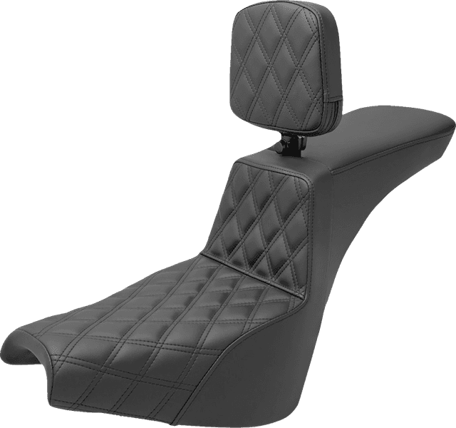 SADDLEMEN 0802-1521 Tour Step-Up Seat - Rider Backrest - Front Lattice Stitch - FXBB/FXST '18-'24