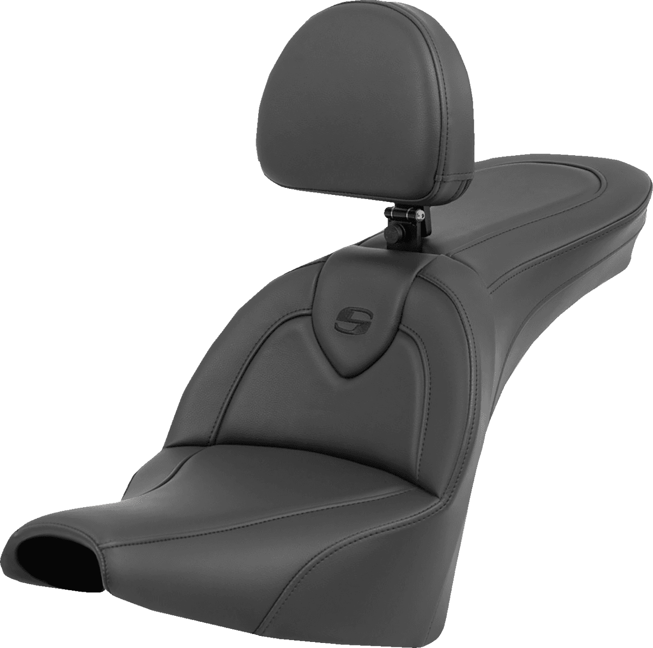 SADDLEMEN 0802-1564 Roadsofa™ Seat - with Backrest - Black/Black Stitching - FXBB/FXST '18-'24