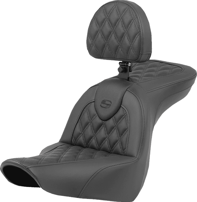 SADDLEMEN 0802-1566 Roadsofa™ Seat - Lattice Stitch - with Backrest - FXLR/FLSB '18-'23