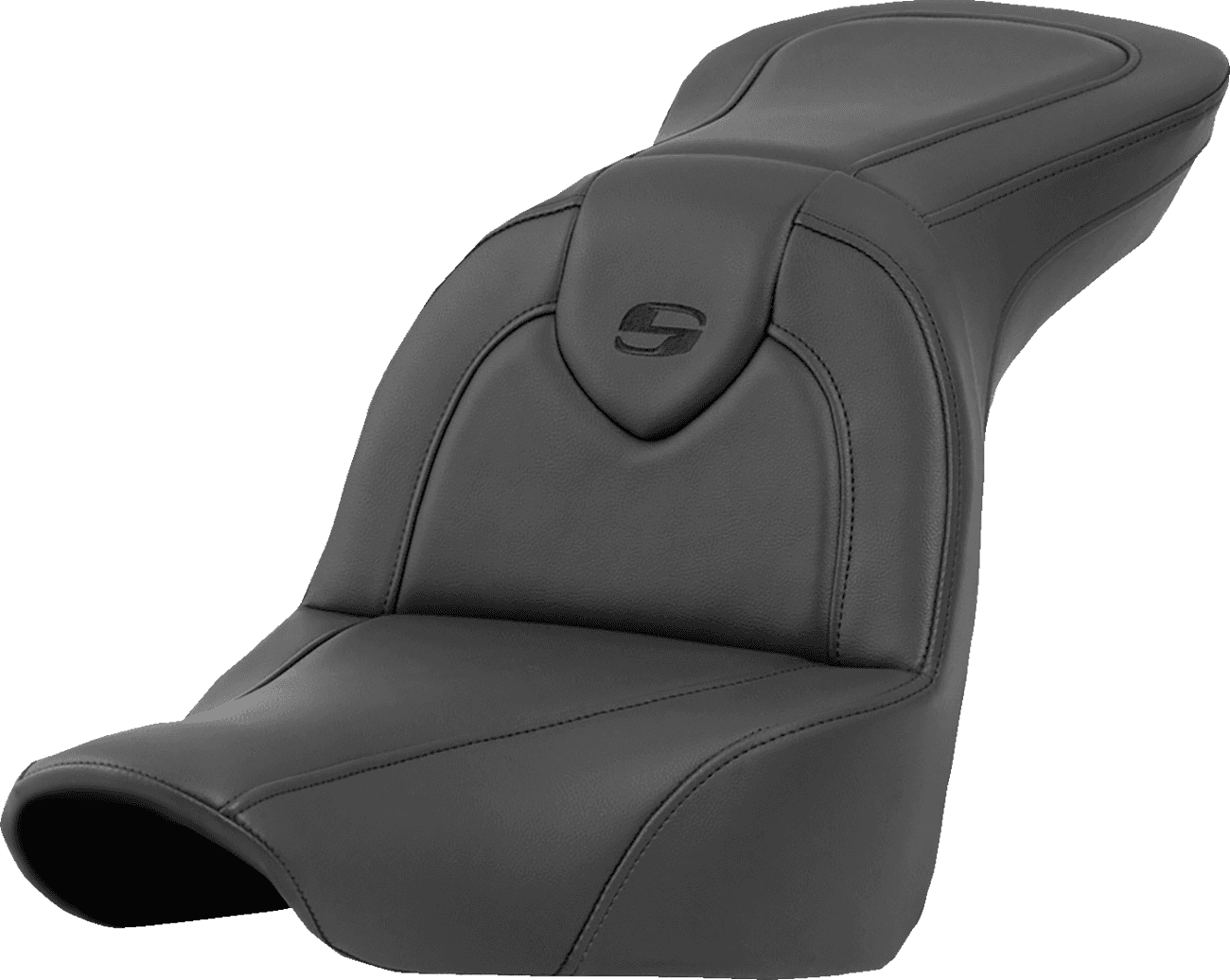 SADDLEMEN 0802-1569 Roadsofa™ Seat - without Backrest - Black/Black Stitching - FXLR/FLSB '18-'23