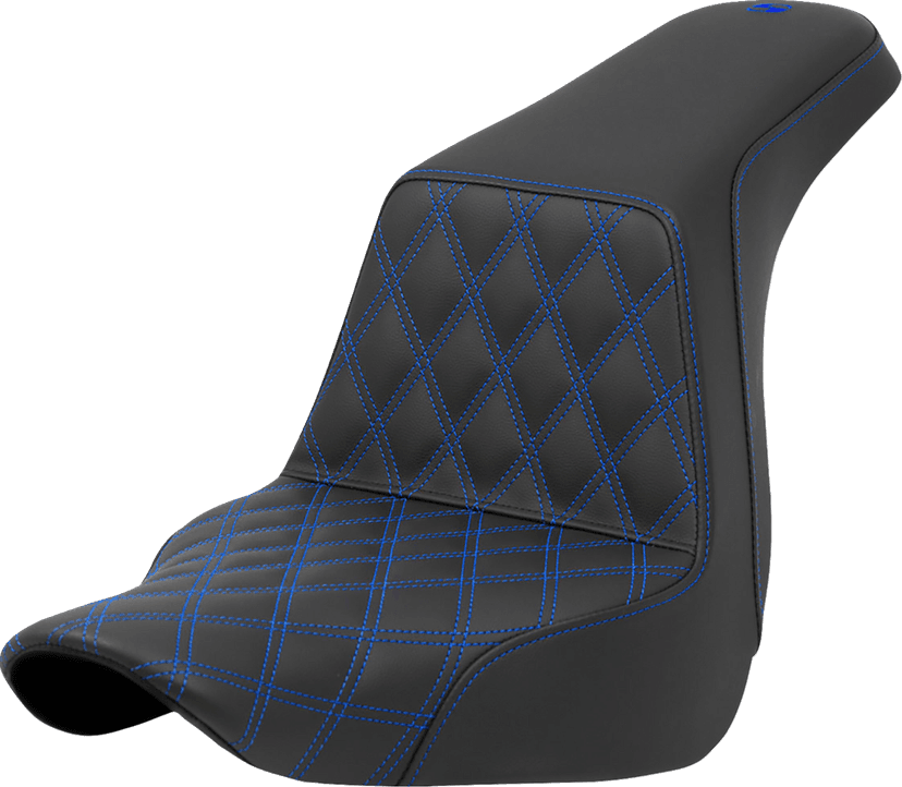 SADDLEMEN 0802-1571 Step-Up Seat - Front Lattice Stitch - Blue Stitch - FXLR/FLSB '18-'24