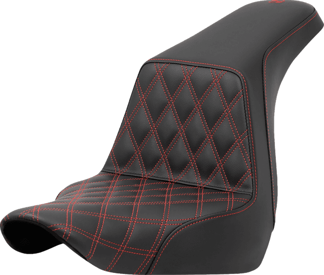 SADDLEMEN 0802-1573 Step-Up Seat - Front Lattice Stitch - Red Stitch - FXLR/FLSB '18-'24