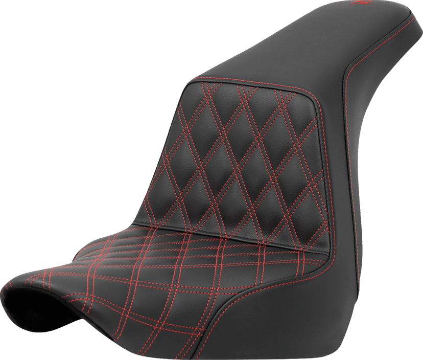 SADDLEMEN 0802-1573 Step-Up Seat - Front Lattice Stitch - Red Stitch - FXLR/FLSB '18-'24