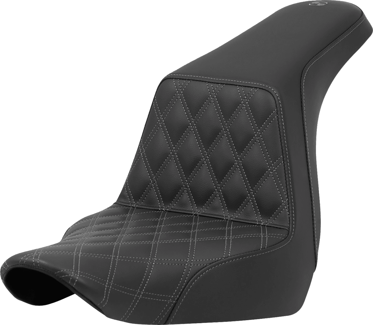 SADDLEMEN 0802-1574 Step-Up Seat - Front Lattice Stitch - Gray Stitch - FXLR/FLSB '18-'24