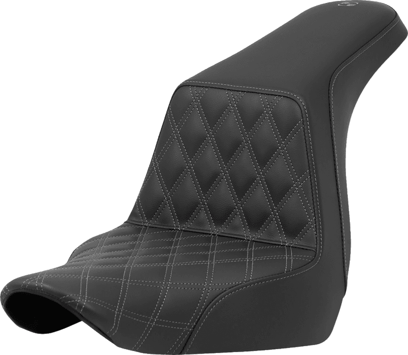 SADDLEMEN 0802-1574 Step-Up Seat - Front Lattice Stitch - Gray Stitch - FXLR/FLSB '18-'24