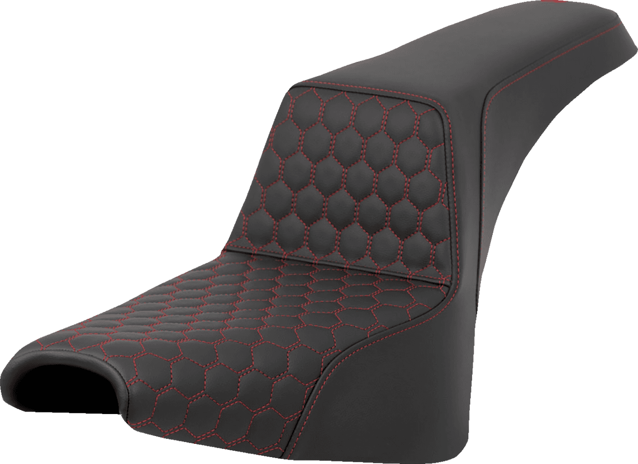 SADDLEMEN 0802-1577 Step-Up Seat - Honeycomb - Red Stitching - FXBB/FXST '18-'24