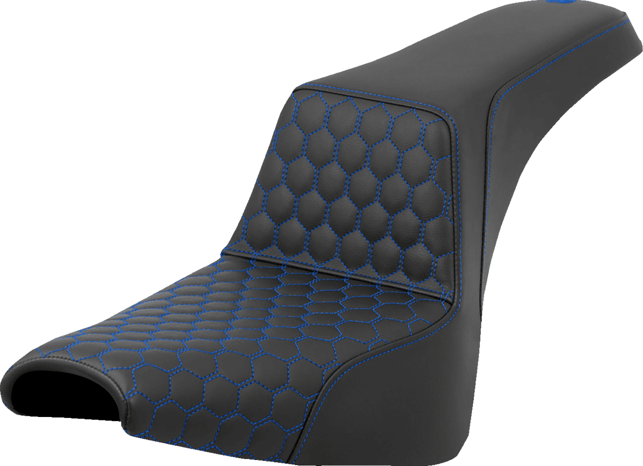 SADDLEMEN 0802-1578 Step-Up Seat - Honeycomb - Blue Stitching - FXBB/FXST '18-'24