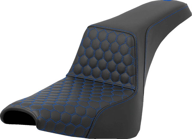 SADDLEMEN 0802-1578 Step-Up Seat - Honeycomb - Blue Stitching - FXBB/FXST '18-'24