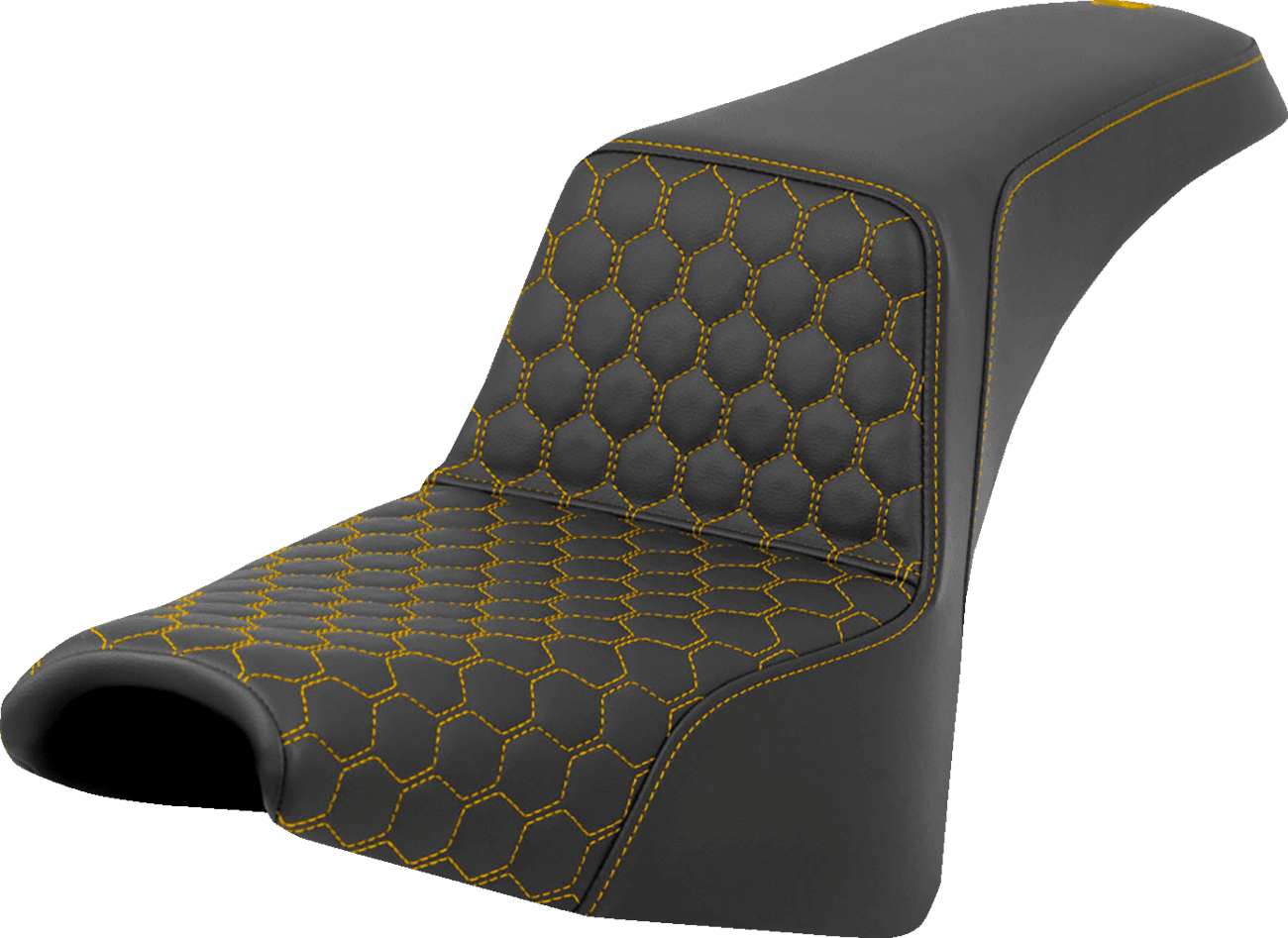 SADDLEMEN 0802-1580 Step-Up Seat - Honeycomb - Gold Stitching - FXBB/FXST '18-'24