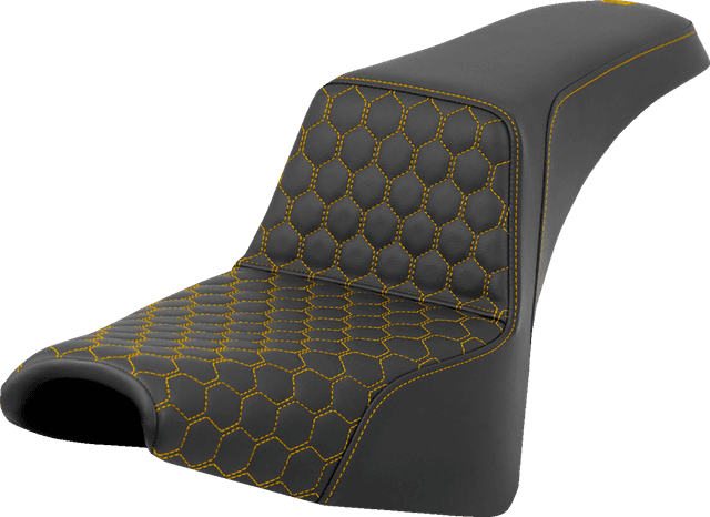 SADDLEMEN 0802-1580 Step-Up Seat - Honeycomb - Gold Stitching - FXBB/FXST '18-'24