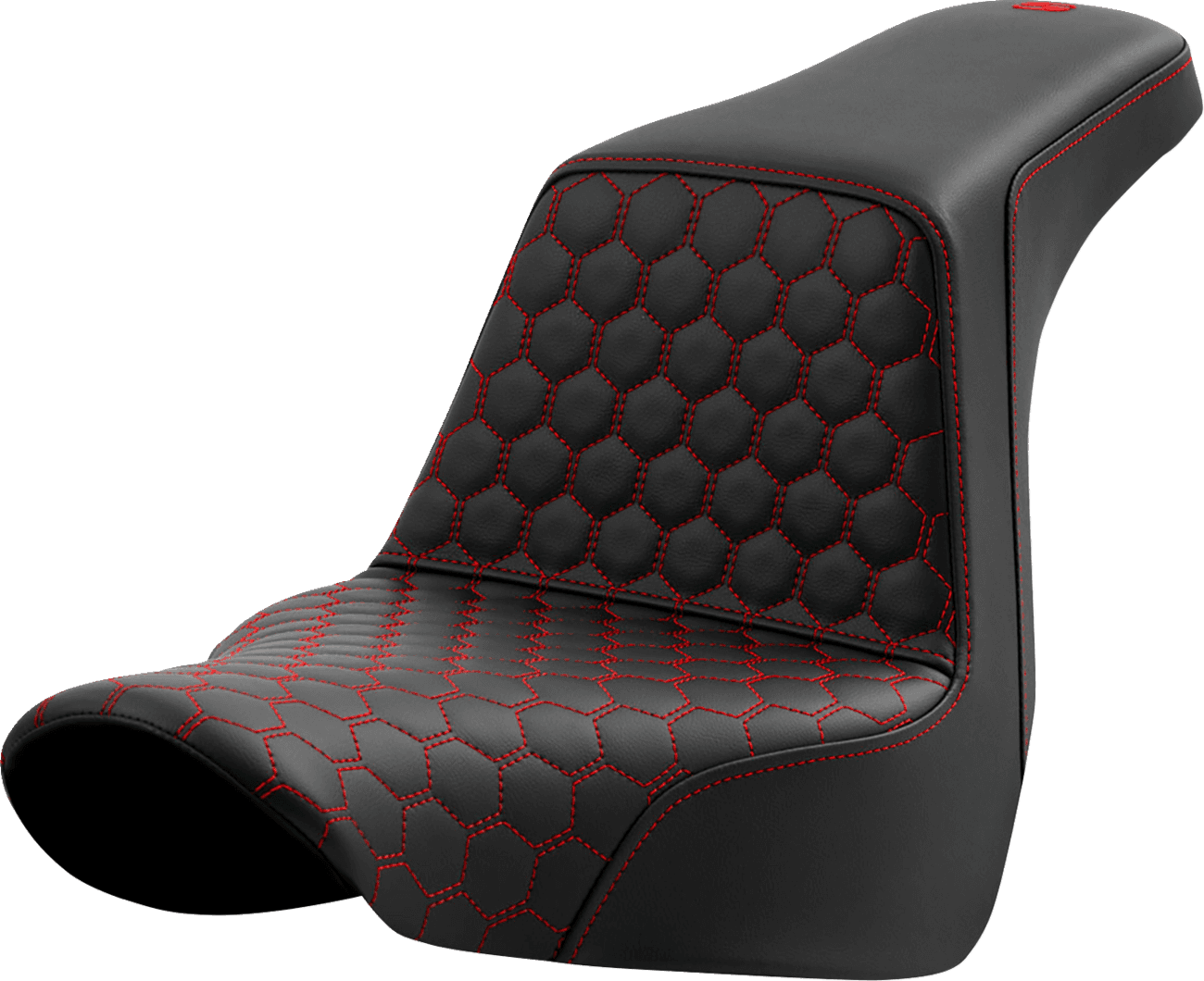 SADDLEMEN 0802-1581 Step-Up Seat - Honeycomb - Red Stitching - FL/FX '18-'24