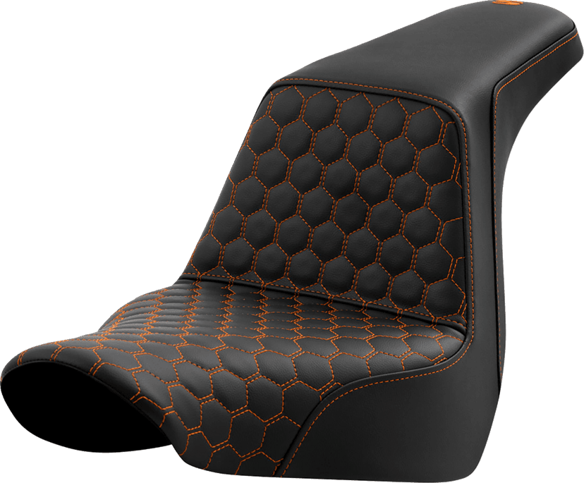 SADDLEMEN 0802-1583 Step-Up Seat - Honeycomb - Orange Stitching - FL/FX '18-'24