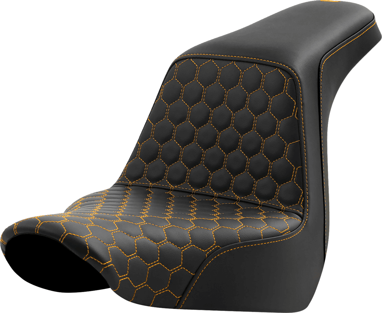 SADDLEMEN 0802-1584 Step-Up Seat - Honeycomb - Gold Stitching - FL/FX '18-'24