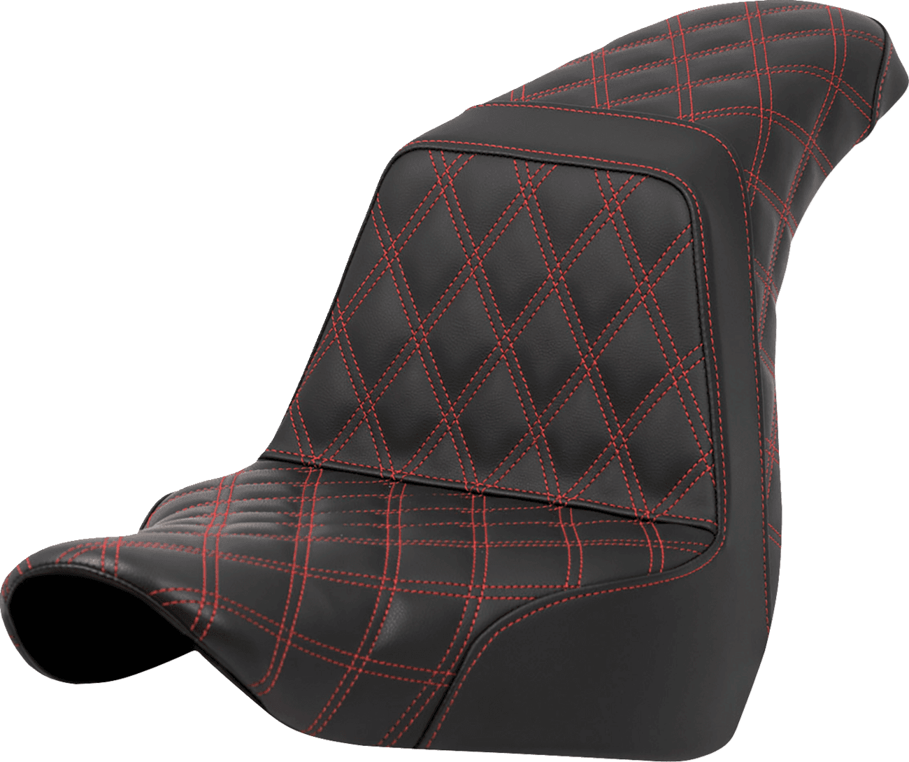 SADDLEMEN 0802-1585 Step-Up Seat - Full Lattice Stitch - Red Stitch - FXLR/FLSB '18-'21
