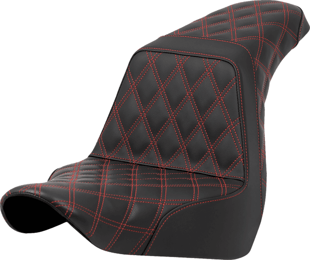 SADDLEMEN 0802-1585 Step-Up Seat - Full Lattice Stitch - Red Stitch - FXLR/FLSB '18-'21