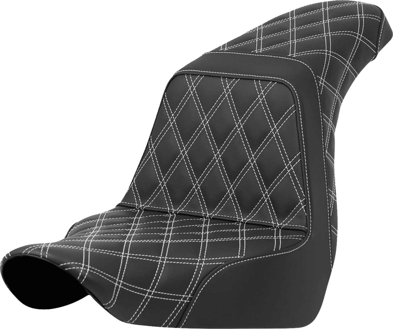 SADDLEMEN 0802-1586 Step-Up Seat - Full Lattice Stitch - White Stitch - FXLR/FLSB '18-'21