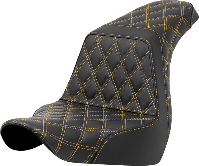 SADDLEMEN 0802-1587 Step-Up Seat - Full Lattice Stitch - Gold Stitch - FXLR/FLSB '18-'21