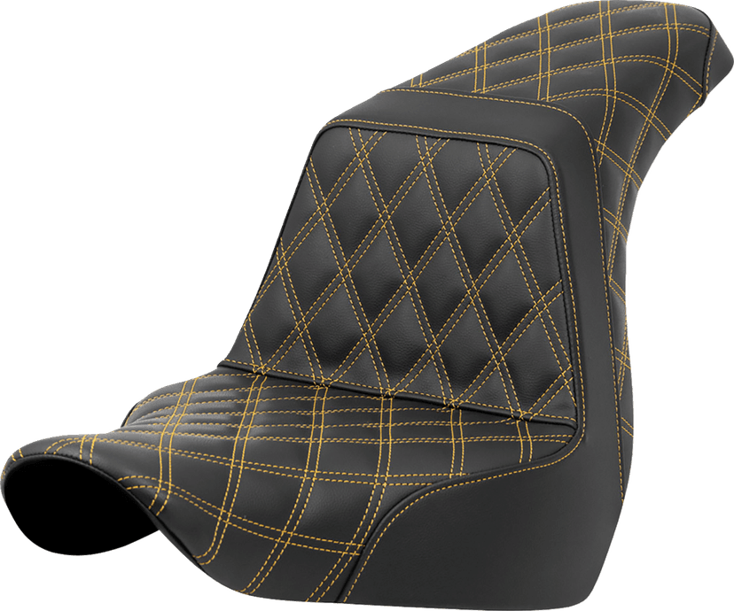 SADDLEMEN 0802-1587 Step-Up Seat - Full Lattice Stitch - Gold Stitch - FXLR/FLSB '18-'21