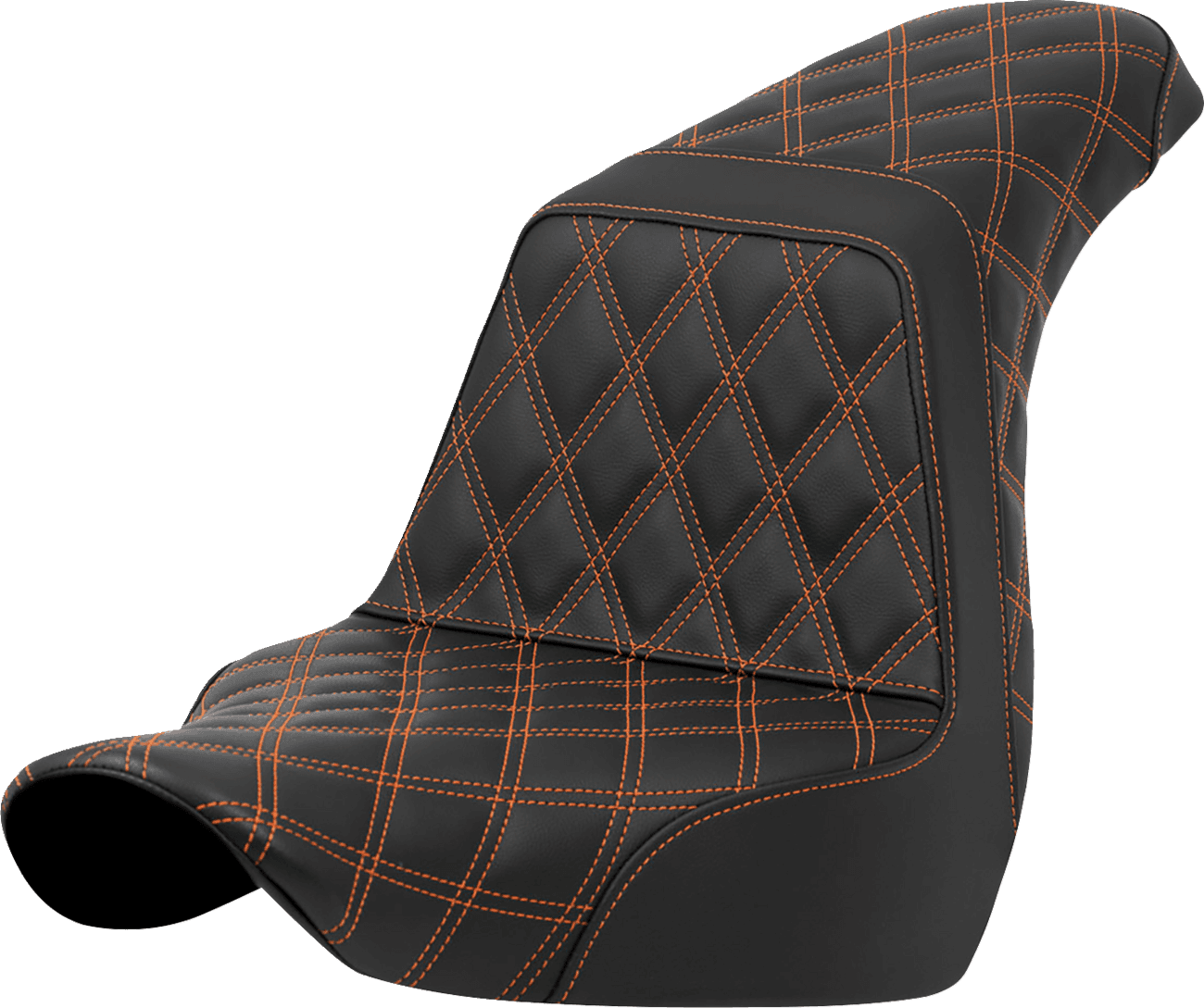 SADDLEMEN 0802-1588 Step-Up Seat - Full Lattice Stitch - Orange Stitch - FXLR/FLSB '18-'21